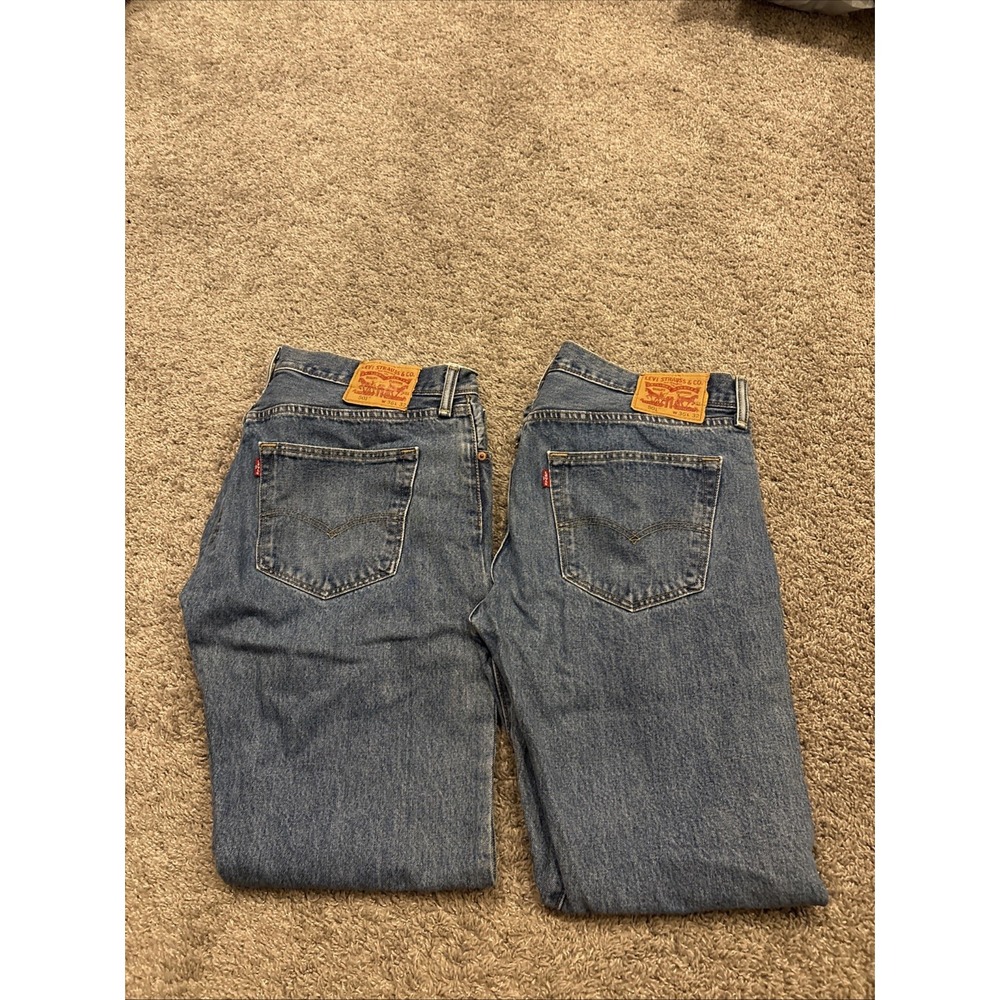 Lot of 2 Levi's Men's 501 Straight Leg Button Fly Blue Jeans Size 36x32